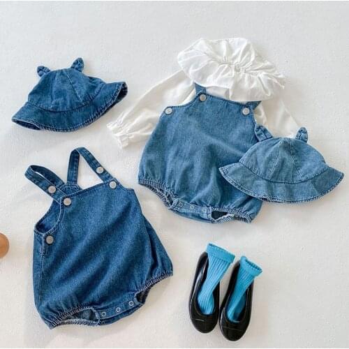 Korean Style Spring Autumn Toddler Baby Boys Girls Clothes Suit Infant Baby Girls Clothing Sets Cotton T-shirt+Romper+Hat