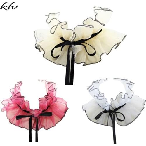 Victorian Vintage Organza Agaric Ruffles Stand Fake Collar Cosplay Neck Ruff