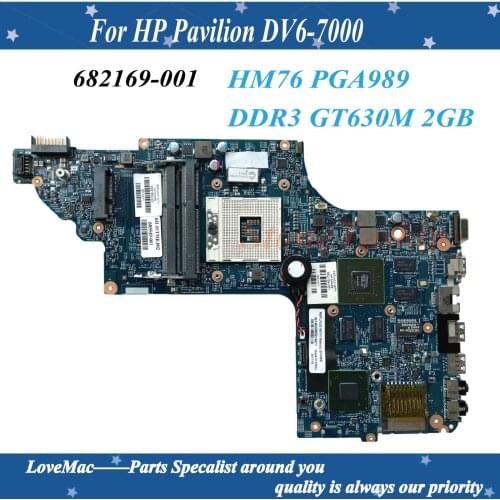 High quality for HP Pavilion DV6-7000 Laptop Motherboard 682169-001 HM76 PGA989 DDR3 GT630M 2GB 100% Tested
