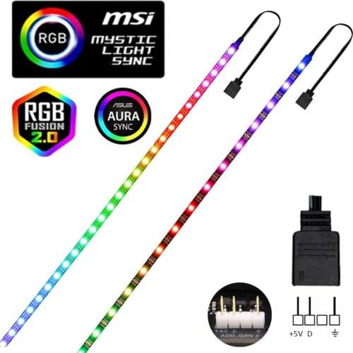 WS2812b RGB LED Strip 5V 3 Pin addressable LED headers PC for ASUS AURA SYNC / MSI Mystic Light Sync / GIGABYTE RGB Fusion 2.0