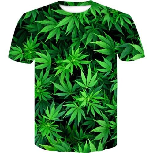 Funny Natural Weeds Cool Fresh Green Weed Leaves Print 3D T-shirts Cool Mans Tops Tee Summer aesthetic gym clothing dropshiping