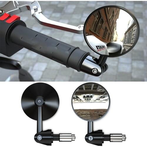 Motorcycle Handlebar Bar End Mirrors Rearview Mirror Universal 16-18mm Handle Round for Honda Suzuki Scooters DUCATI Kawasaki