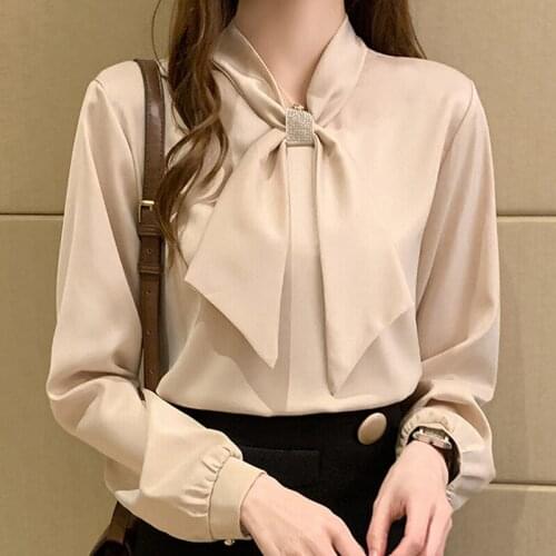 Long Sleeve Blouse Women Blusas Mujer De Moda 2021 V-Neck Office Chiffon Blouse Shirt Tops Blusa Womens Tops And Blouses D838