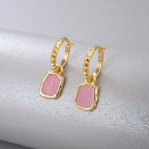 High Jewelry S925 Sterling Silver Natural Tianhe Stone Moonstone Rhodolite Earrings Personalized Retro Earrings for Women