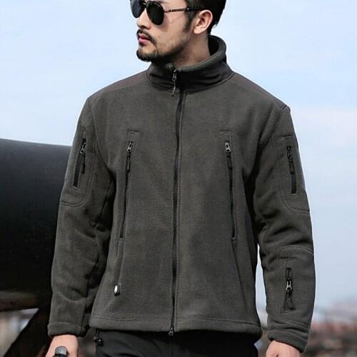 Winter Military Tactical Jacket Men Soft Shell Thickened Fleece Warm Multi-pocket Jacket Polar Army Outdoor Walking Hunting Coat