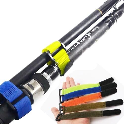 10pcs Reusable Fishing Rod Tie Holder Strap Suspenders Fastener Hook Loop Ties Fishing Rod Strapping Velcro Outdoor Fishing Tool