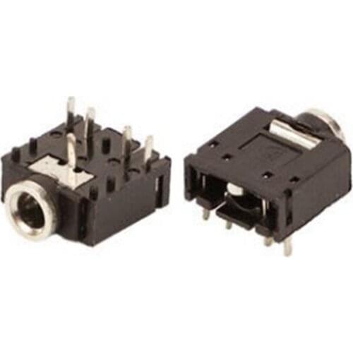 10pcs Socket earphone mother with copper 5-pin fixed Ф 3.5mm power socket metal head pj-307