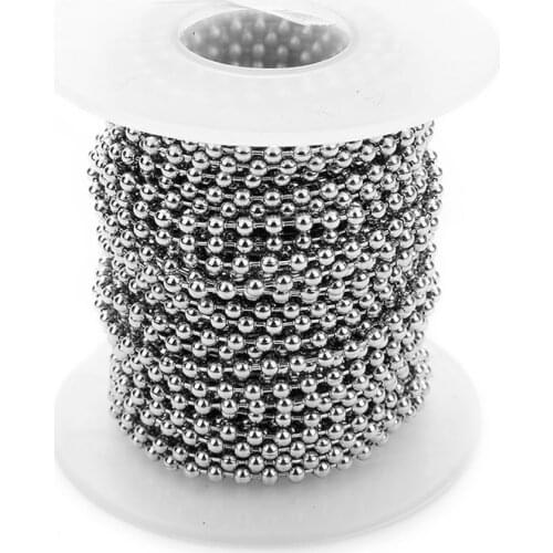 10 Yard/roll 1.5mm 2mm 2.4mm Stainless Steel Round Beaded Ball Chain Bulk Jewelry Chains for Necklaces Jewelry Making Supplies