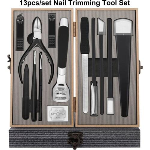 13pcs/set Nail Clippers Nail Trimming Tool Nail Knife Pusher Nipper Files Foot Cuticle Dead Skin Remover Pedicure Tool 2021
