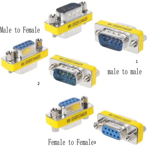 2Pcs DB9 MINI Gender Changer Adapter 9Pin RS232 Com D-Sub VGA Plug Connect