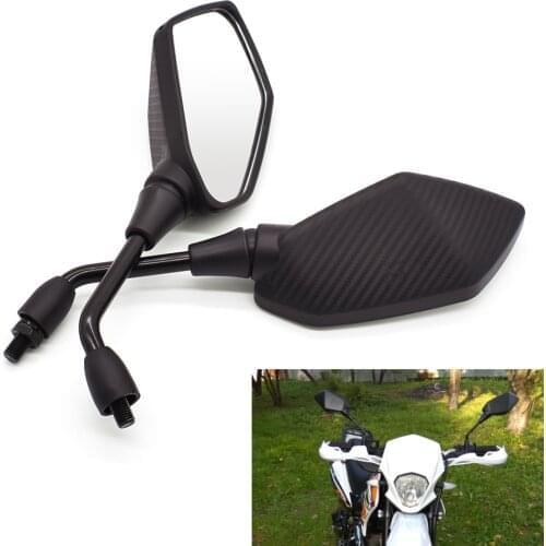 2Pcs/Pair Motorcycle Mirror Carbon Fiber White Glass Rearview Mirrors For Yamaha WR450 SEROW 225 250 TTR125 TTR250 TTR600 DT230