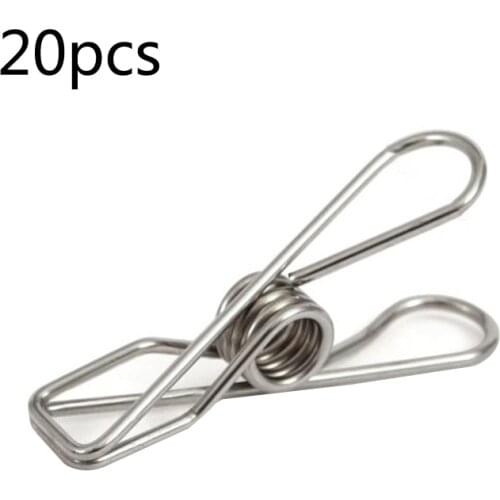20 Pcs Multipurpose Windproof Clothespin Stainless Steel Marine Grade Durable Pegs Metal Hanging Clips for Clothes Towels Socks