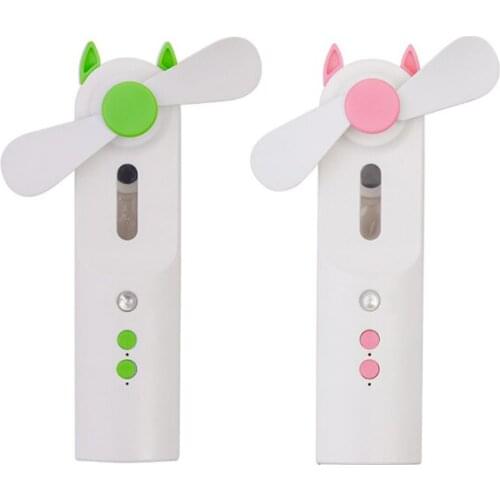 50pcs Portable 2 In 1 Water Spray Mist Fan Electric USB Rechargeable Handheld Mini Fan Humidifier Cooling Air Conditioner