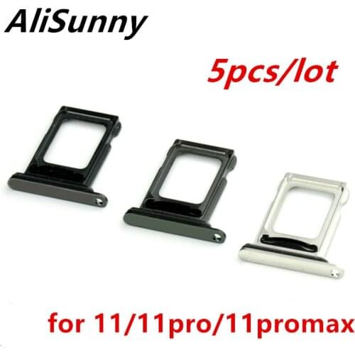 AliSunny 5pcs SIM Card Tray Holder for iPhone 11 Pro Max Single Dual Adapter Replacement Parts