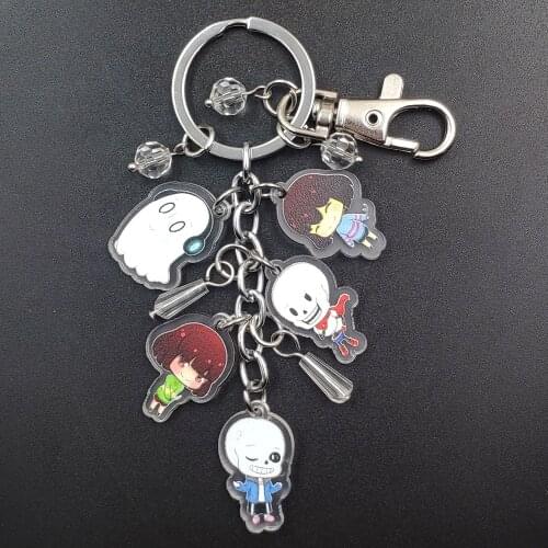 Undertale Sans Delicate Acrylic Anime Key Ring Cartoon Keychain Flash Transparent Pagoda Ball Beads Schoolbag Decoration