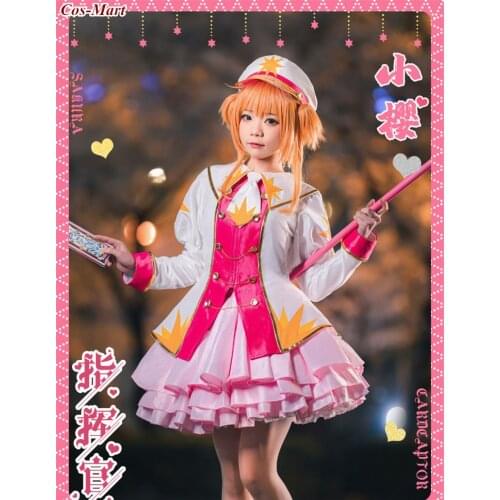Anime Cardcaptor Sakura Kinomoto Cosplay Costume Commander Cute Pink Lolita Dress Female Activity Party Role Play Clothing S-L