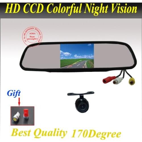 Free Shipping 4.3 Inch TFT LCD Screen HD Panel Color Car Rear View Camera With Monitor + Night Vision Reversing Backup Camera