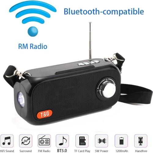 Portable Bluetooth Speaker Wireless Bass Column Outdoor USB Speakers Support AUX TF FM Radio Subwoofer Solar energy Loudspeak