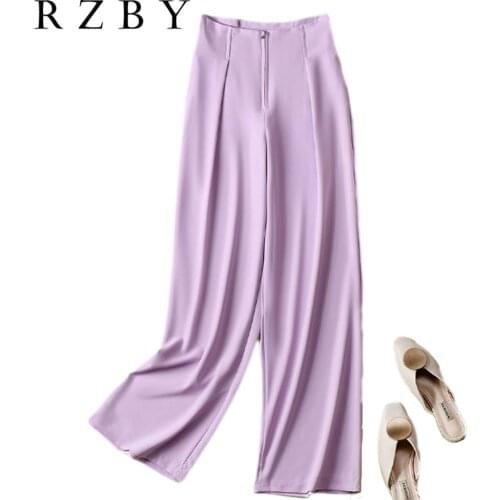 Women Colors 6 High Waist Mopping Pants Wide Leg Drape Female Summer Thin Comfortable High Straight Office Lday Pants RZBY363