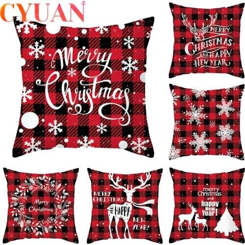 CYUAN Merry Christmas Cover Cushion Sofa Pillow Cases Christmas Decor for Home New Year Decor 2020 Natal Xmas Gift Kerst Noel