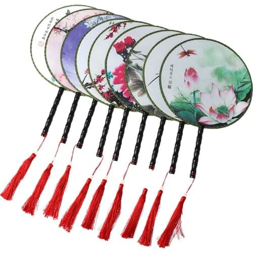 Flower Round Fan Ladies Dancing Home Decor Female Classical Vintage Chinese Style Chinese Style Round Fans Small Silk Fan