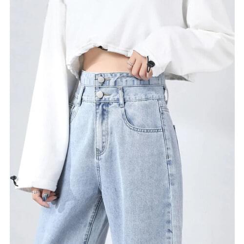 Vintage Loose Jeans For Women High Waist Stretch Wide Leg Femme Trousers Casual Comfort Denim Mom Pants Straight Baggy Jeans
