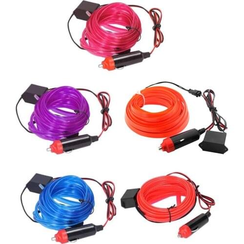 12V Car EL Wire Flexible Electroluminescent Wire Auto Interior Atmosphere Light Automotive Decoration 1m Automobile Accessories