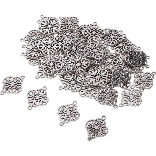 50 Piece Alloy Filigree Flower Connector Necklace Pendant Beads DIY Bracelet Jewelry Making Charms Handmade Accessories