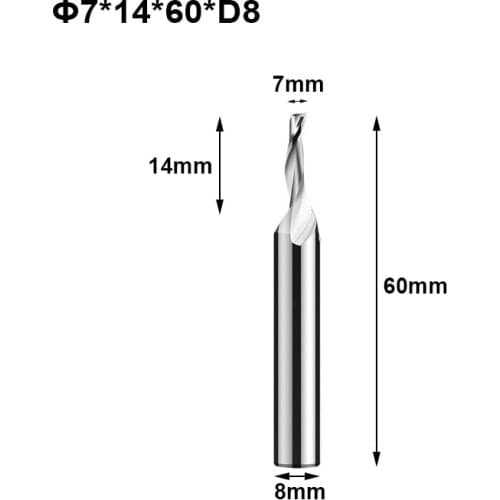 Router Bits 8mm End mill 5pcs 8*7*14*60 Single Flute HSS CNC Cutting Tools One Spiral Lathe Milling Engraving Wood Cutter Tool