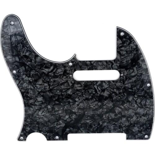 Musiclily Left Handed 8 Hole Guitar Tele Pickguard for American/Mexican Made Fender Telecaster Standard, 4Ply Black Pearl