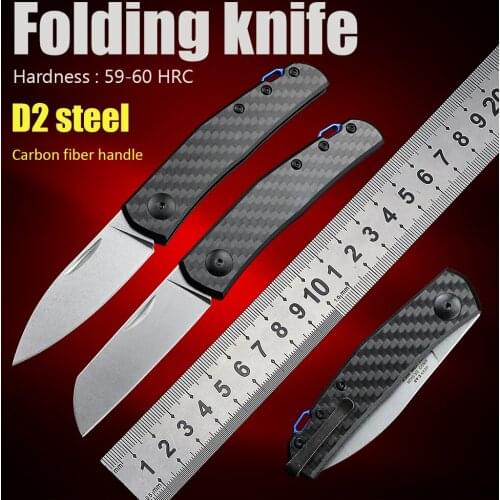 Carbon fiber folding blade pocket knife hunting knife survival tactical camping self defense knife