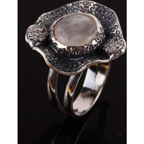 UM US JEWELRY Pink Quartz Stone 925 Sterling Silver Women 'S Ring