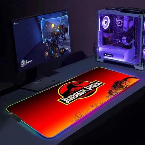 RGB Mouse Pad Jurassic Park Large Locking Edge Speed Game Gamer LED Mousepad Soft Laptop Notebook Mat For CS GO LOL DOTA2 Carpet