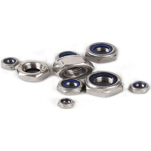 M2/M2.5/M3/M4/M5/M6/M8/M10/M12 304 Stainless Steel Nuts Hex Head Sliver with Nylon Anti-slip Nut