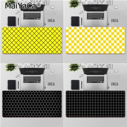 Maiyaca Top Quality Black white Yellow Grid Customized laptop Gaming mouse pad Free Shipping Large Mouse Pad Keyboards Mat