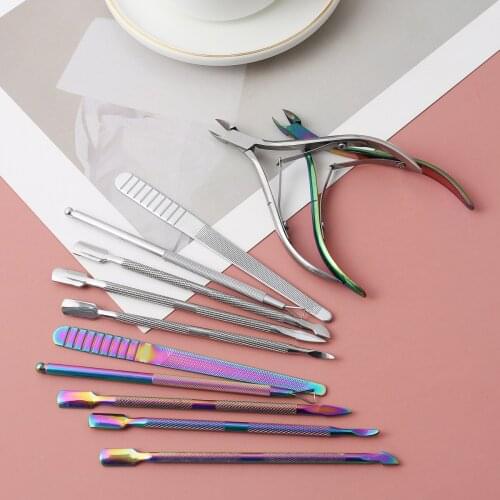 Nail Clipper Cutter Scissors Stainless Steel Rainbow Tweezer Clipper Dead Skin Remover Edge Cutter Scissor Plier