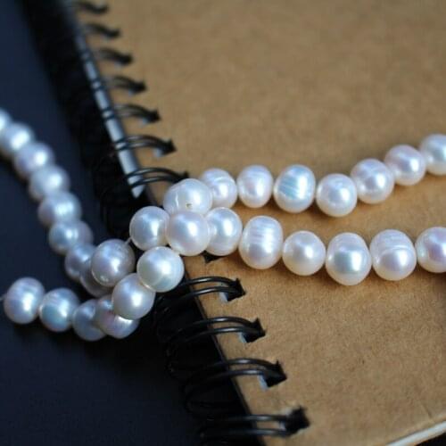 Natural Nearound Freshwater Pearls 8mm Pearl beads Beige Color 1string about 38cm For Jewelry making Earring Braclet Necklace
