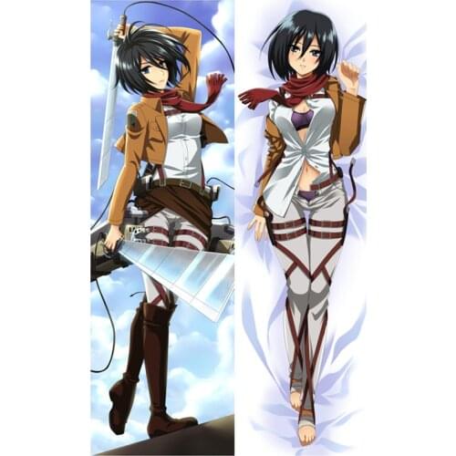 Attack on Titan Pillowcase Ackerman Mikasa Anime Body Waifu Pillow Case Shingeki No Kyojin Dakimakura Decorative Otaku Cushion