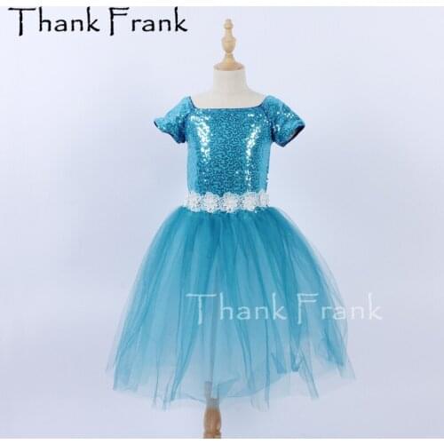 New Princess Ballet Dress For Dancing Girls Kids Short Sleeve Leotard Tutu Dresses Women Sequin Ballerina Dance Costumes C637