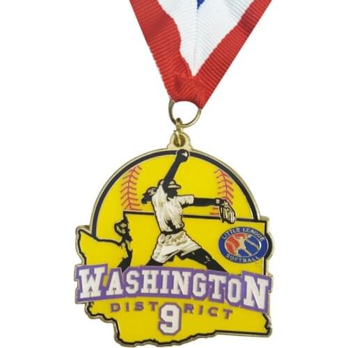 Factory Wholesale Metal Softe Enamel Sports Award Medal with Ribbon