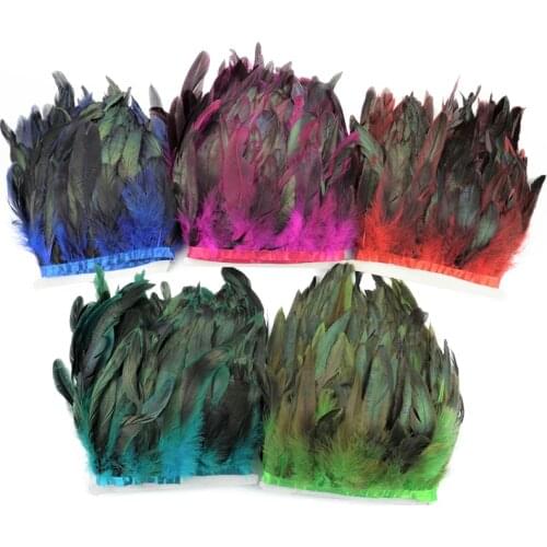 2Meters/Lot Rooster Feather Trims Fringe Natural Chicken Feathers Decoration for Needlework Handicrafts Plumes Dress Accessories