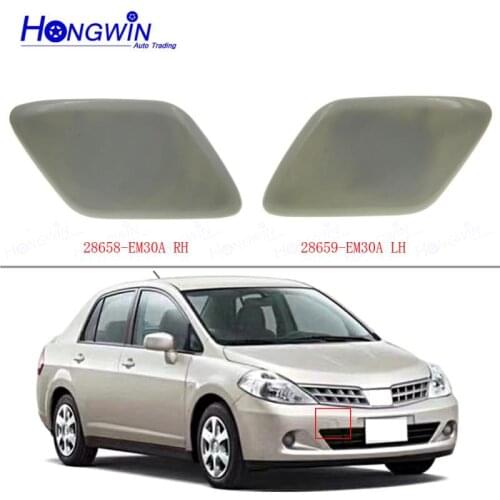 Pair Front Bumper Headlight Washer Spray Nozzle Cover Cap For Nissan Tiida 2004-2012 28658-EM30A RH & 28659-EM30A LH