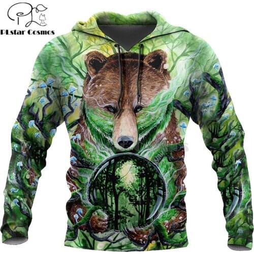 PLstar Cosmos bear HUNTING 3D Printed Shirts 3D Print Hoodies/Sweatshirt/ZipperMan Women big black bear Bow Hunter battle-17