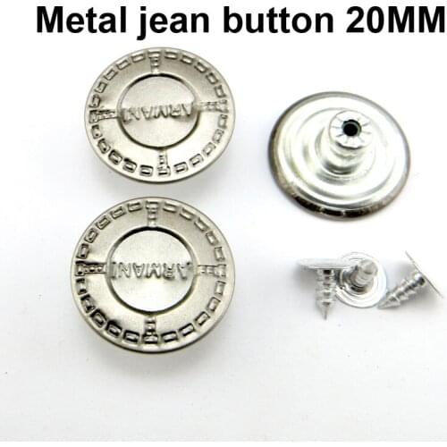 30PCS 20MM Silver Gray Metal Letter Jeans Button Decoration Garment Jean Word Buttons Sewing Clothes Accessory JMB-332