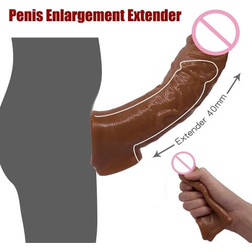 Realistic Penis Extension Cock Sleeve Reusable Silicone Penis Enlarger Delay Condoms For Men Dildo Enhancer Penis Rings Sex Toys