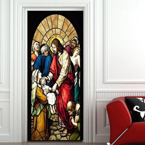 DIY Self-Adhesive European Church Poster Door Sticker Wallpaper Poster for Living Room Hotel Door Pvc Waterproof Wall 3D Mural