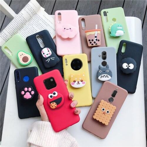 3D cute silicone cartoon case for huawei mate 20 30 40 pro lite X phone holder stand covers for huawei mate10 9 lite pro mate20