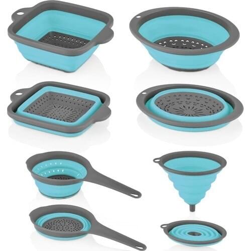 Accordion Collapsible Strainer Occupy and Funnel Set Colorfull Kitchen BPA Free Vegetable New Kitchen Strainer Tool