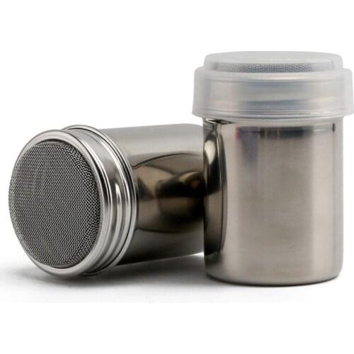 Stainless Steel Powder Tube With Mesh Dense Hole Toothpick Tube Powder Duster Powdered Sugar Cocoa Powder Coffee Sifter