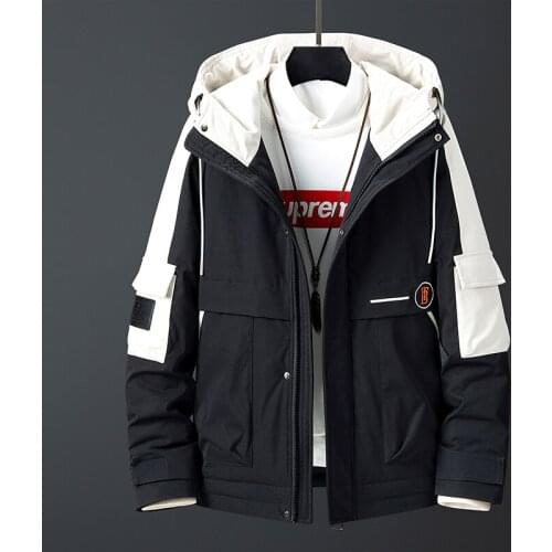 High Quality White Duck Down Jacket Men 2021 Brand New Patchwork Jacket Mens Thick Warm Hooded Coat Windbreaker Jackets Coats